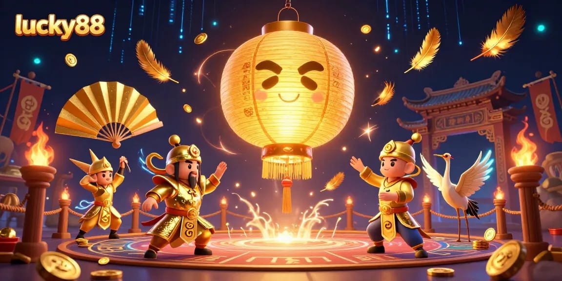 Experience thrilling gameplay at lucky88, featuring a giant golden spirit at a vibrant casino.