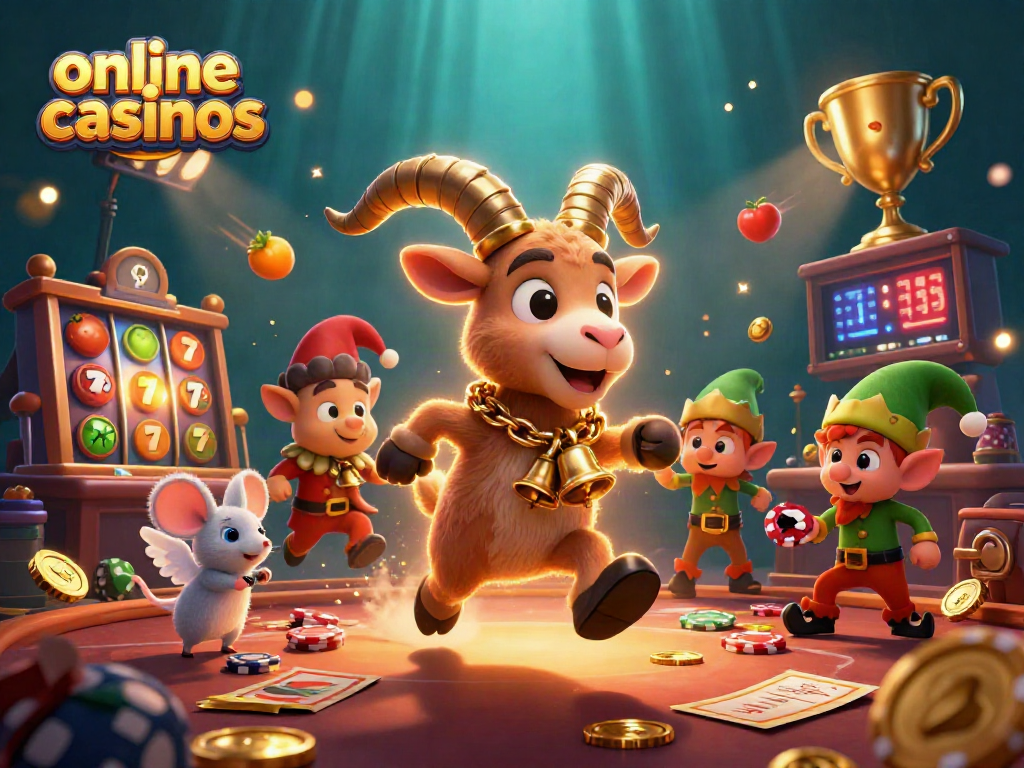 Engaging online casinos scene with Krampus and festive elements, vibrant gameplay atmosphere.