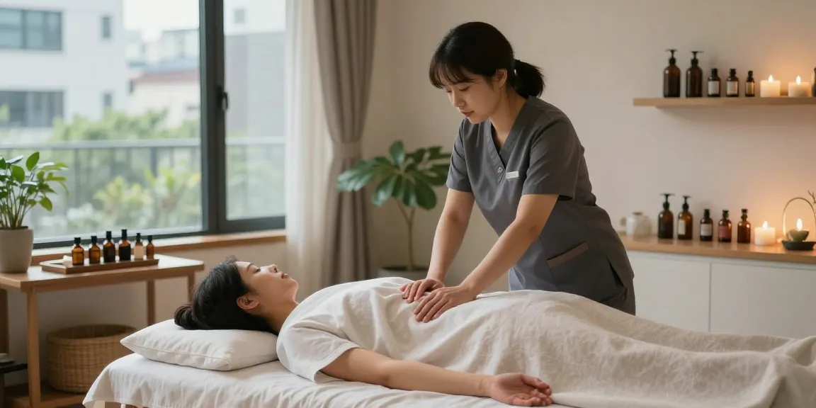 Enjoying an 안양출장안마 massage in a tranquil urban setting with soothing ambiance.
