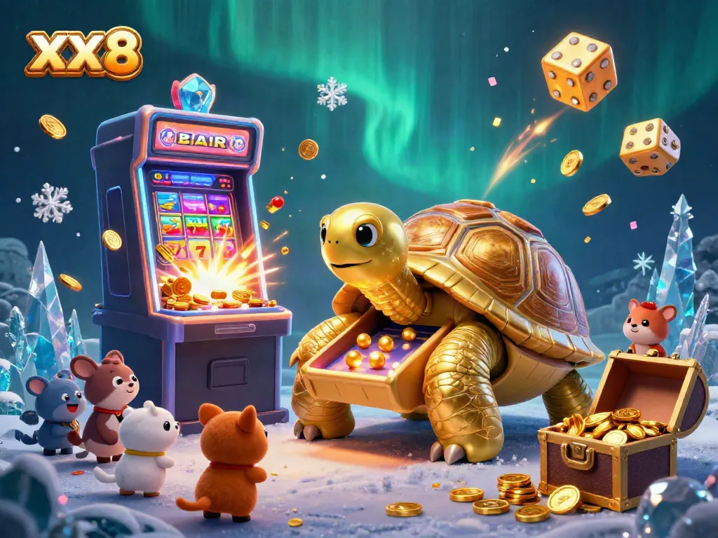 Experience the fun of winning at XX 8 in a colorful casino-themed digital illustration.