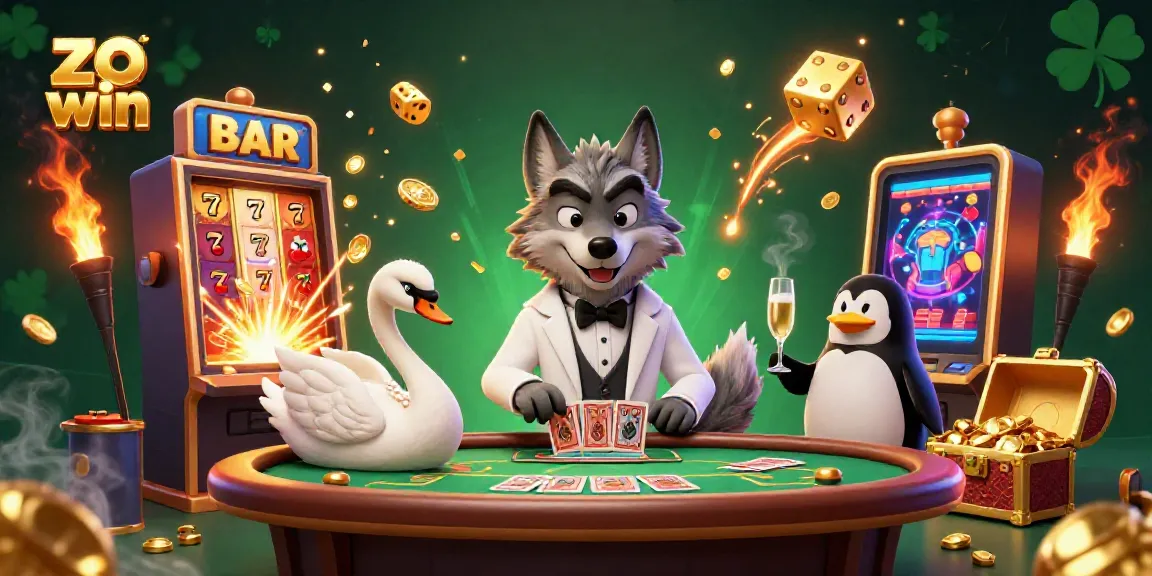 Win big at zo win with a lively casino scene featuring cartoon characters and casino elements