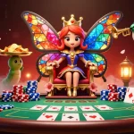 Experience excitement at xx88 with a vibrant 3D casino scene featuring a butterfly queen and poker dynamics.