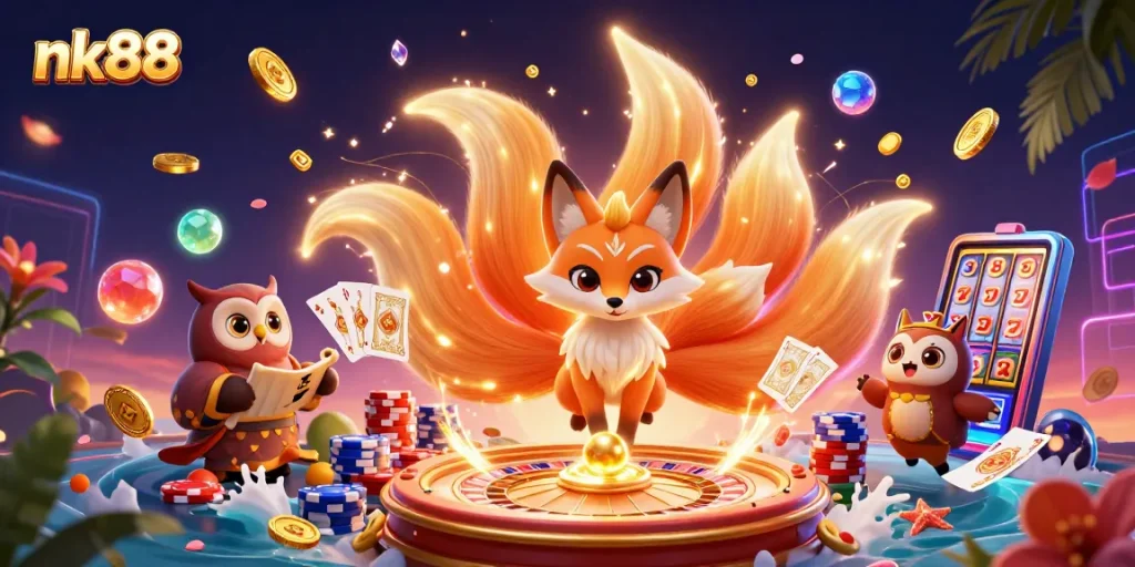 Experience thrilling excitement at nk88 with vibrant 3D casino elements enriching the scene.