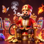 Experience lucky88 with a vibrant casino scene featuring a caterpillar hookah-master amidst lively slot machines.