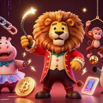 BET88 introduces a thrilling casino scene featuring a lion ringmaster and vibrant game elements.