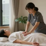 Enjoying an 안양출장안마 massage in a tranquil urban setting with soothing ambiance.