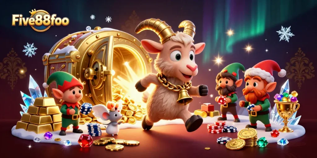 Join Five88foo's holiday-horror casino with Krampus, angel mouse, and elf gremlins.