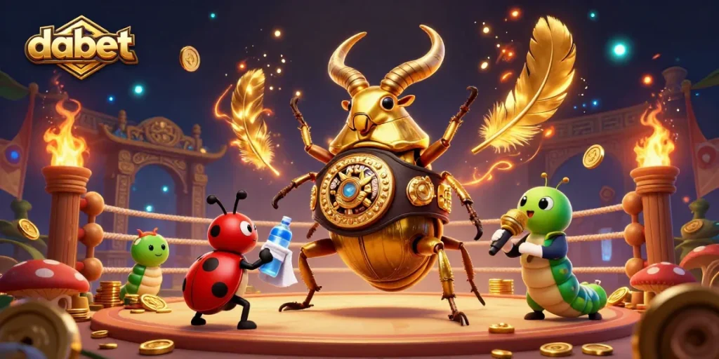 dabet brings excitement to your gaming experience with a dynamic boxing match illustration featuring a golden stag beetle champion.