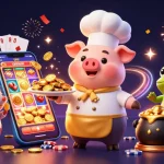 Win big with Sunwin as a chef pig serves gold coins in an exciting 3D casino scene.