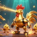 Engage with the UY88 app featuring dynamic robot action in a casino-themed scene.