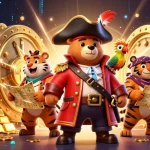 Engage in thrilling adventures with qq888 as a pirate captain bear leads a treasure hunt.