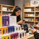 Shop for top disposable vapes in the USA featuring popular brands and a vibrant retail atmosphere.