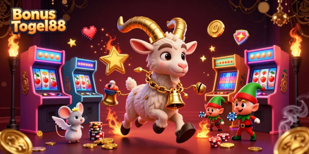 Experience thrilling gameplay at Bonus Togel88 in a richly designed casino scene with unique characters.