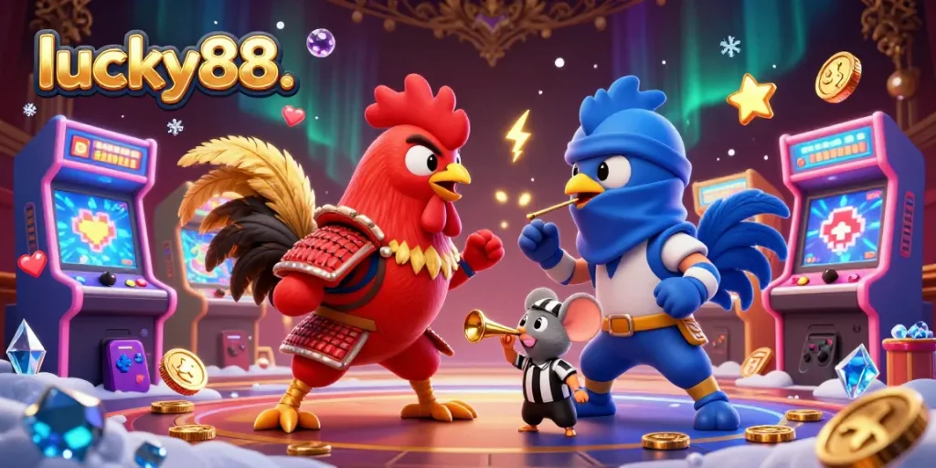 Experience the excitement of lucky88. with thrilling rooster combat in a vibrant casino setting.
