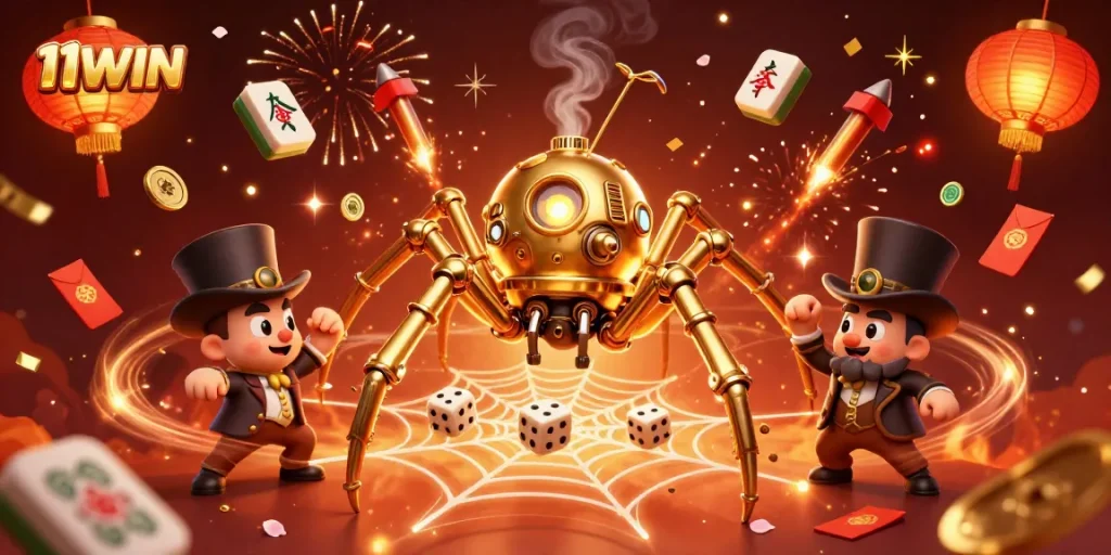 Engage with 11WIN's captivating casino magic through a vibrant 3D steampunk scene.