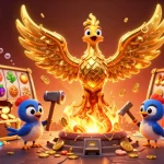Win88 casino phoenix and slot elements in vibrant 3D illustration for thrilling gambling