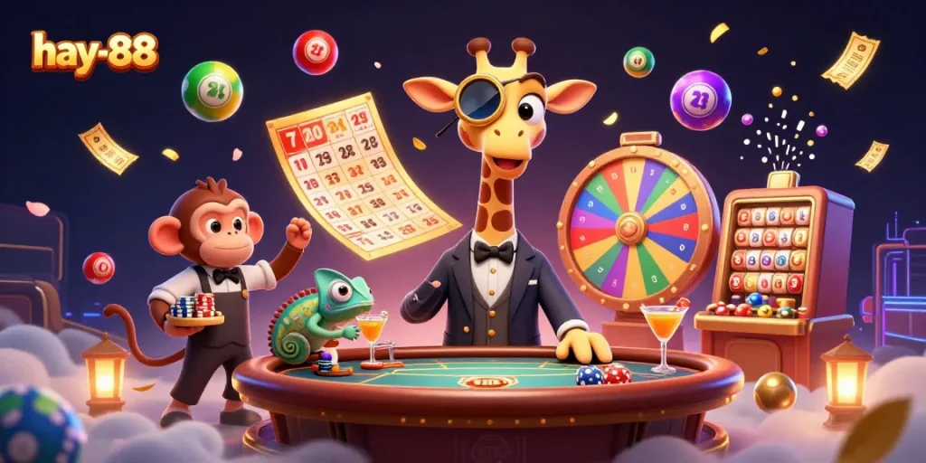 Experience the vibrant energy of hay-88 with high-roller giraffe at a lively casino scene.