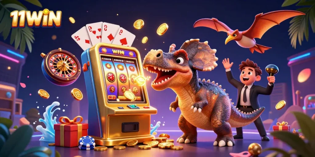 11WIN jackpot scene showcasing vibrant characters and dynamic gaming elements