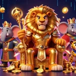 Experience kingjohnnie's dynamic casino world featuring vibrant slot elements and royal characters.
