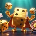 Experience 11WIN with dynamic casino artwork showcasing golden dice and shining crypto coins in a vibrant scene.
