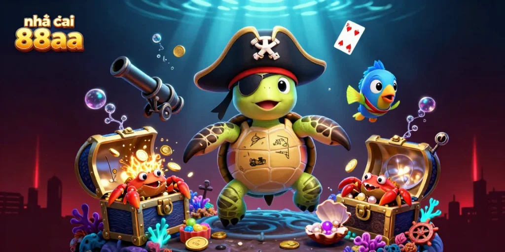 Experience the thrill at nhà cái 88aa with animated treasures and adventurous sea creatures.